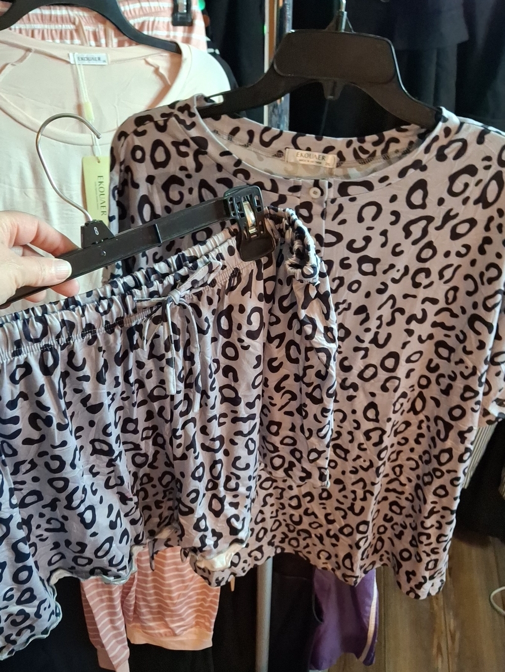 Ekauaer Leopard Print PJ Short & Top NWT